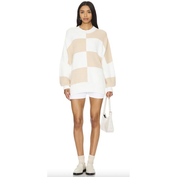 FREE PEOPLE Easy Street Checkered Tunic in White Sand Combo Size Medium - Picture 7 of 8